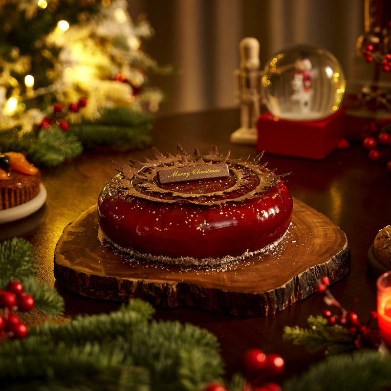 Christmas Sweets - Cranberry Compote, Apple Jelly and Vanilla Mousse, Almond Genoa